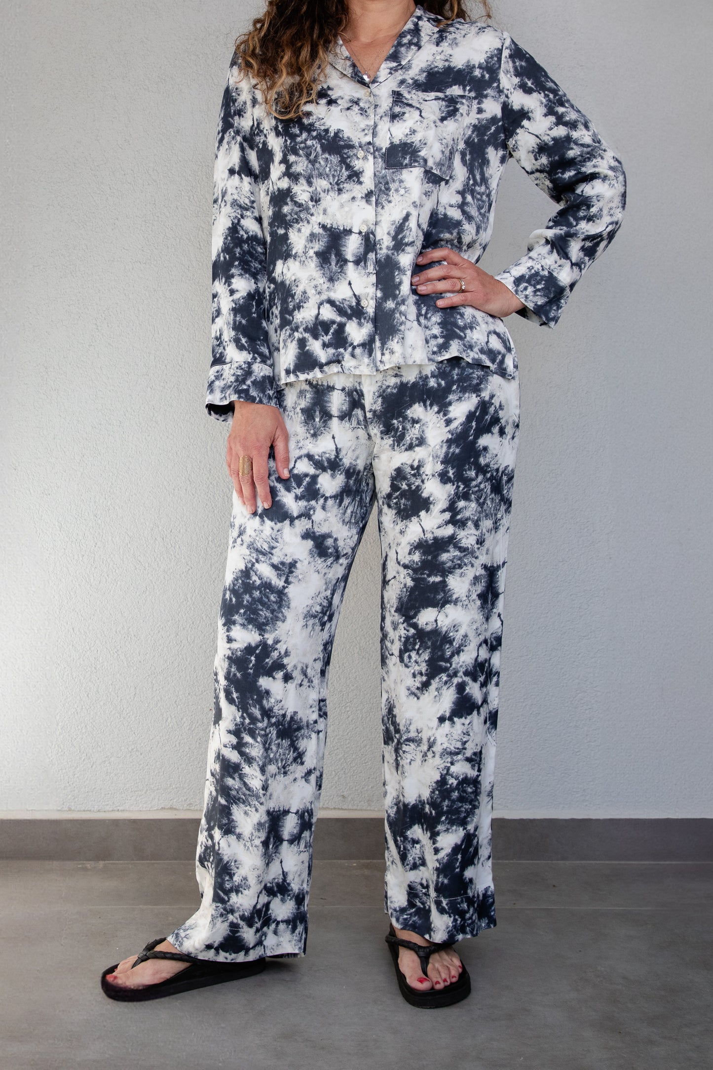 Donna Takım Batik Desenli Gri