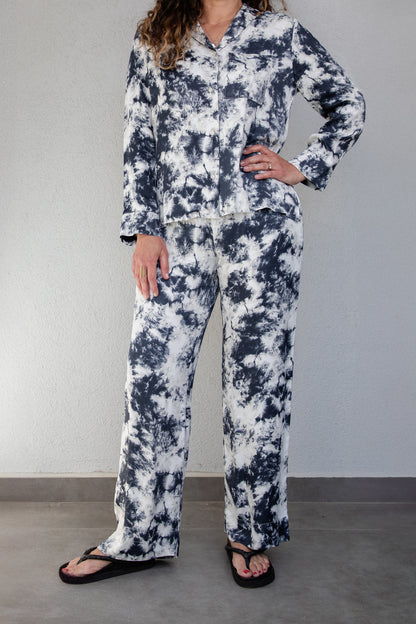 Donna Takım Batik Desenli Gri