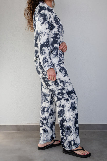 Donna Takım Batik Desenli Gri